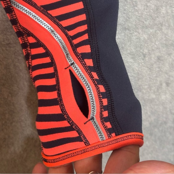 Lululemon Run: U-Turn Pullover 1/2 Zip Top-Orange/Navy Blue-Women Size 8 - Picture 6 of 11